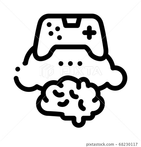 game brain and cloud icon vector outline illustration 68230117