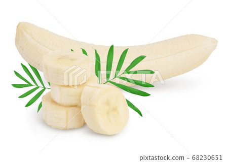 peeled banana isolated on white background with clipping path and full depth of field. 68230651