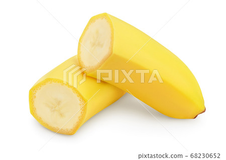 half banana isolated on white background with clipping path and full depth of field. 68230652