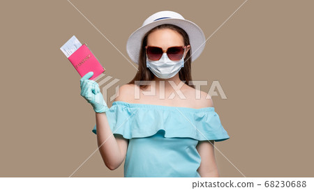 stay safe COVID-19 prevention tourist woman stay safe COVID-19 prevention tourist woman 68230688