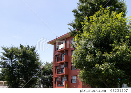 An old housing complex in the 1960s that was reborn colorfully after finishing the exterior wall painting, Funabashi, Chiba, Japan 68231307