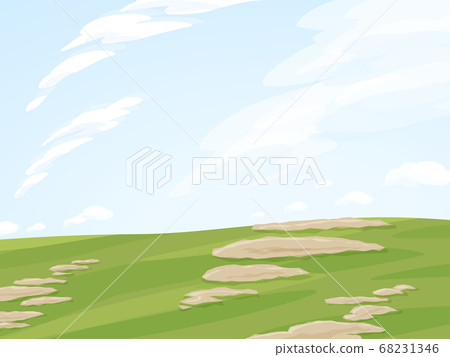 A little rough meadow and sky landscape _ background illustration 68231346