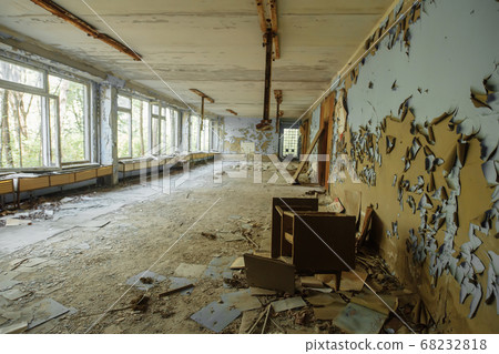 Abandoned school in ghost town Pripyat Chornobyl Abandoned school in ghost town Pripyat Chornobyl 68232818