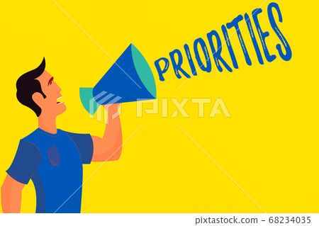 Writing note showing Priorities. Business photo 68234035