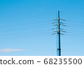 electric pole against a clear blue sky. Copy space 68235500