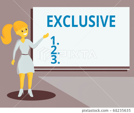 Conceptual hand writing showing Exclusive 68235635