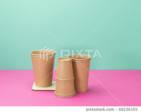 Cups of natural materials, turquoise and pink Cups of natural materials, turquoise and pink 68236105