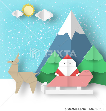 Christmas origami landscape. Christmas origami landscape. 68236149