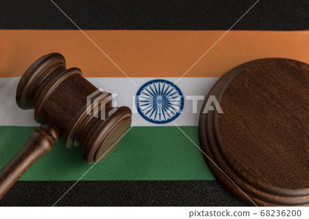 Judge Gavel and India flag. Violation of human 68236200