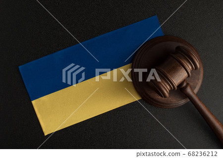 Judge Gavel and flag of Ukraine. Law and justice 68236212