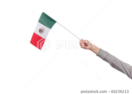 Child holds flag of Mexico isolated on white 68236213