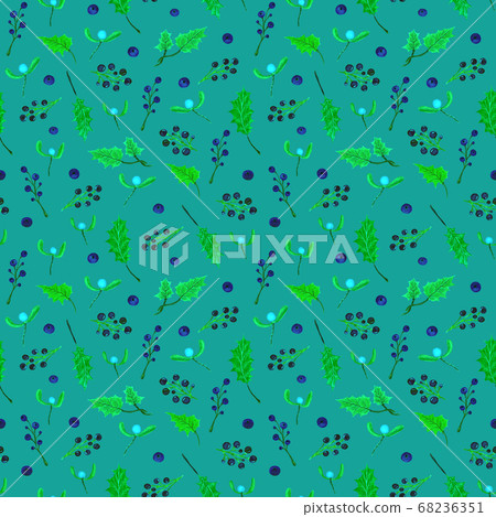 Christmas seamless pattern with branches, berries 68236351