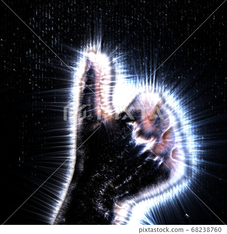 3D-Illustration of a glowing human female hand 68238760