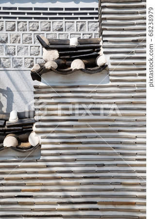 Korean traditional stone wall at Bukchon Hanok Village in Seoul, Korea 68238979