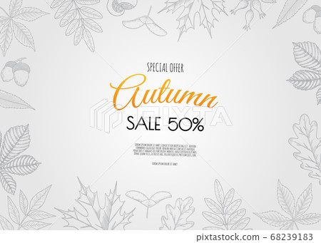 Autumn seasonal background frame with falling autumn leaves 68239183