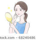 微笑與手鏡的婦女 68240486