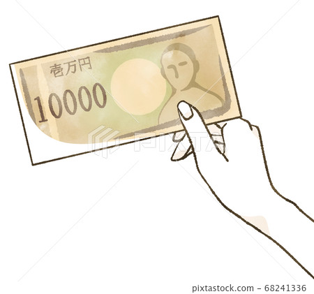 Hand holding a 10,000 yen bill 68241336