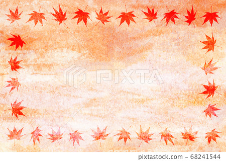 秋天的樹葉框架水彩 68241544