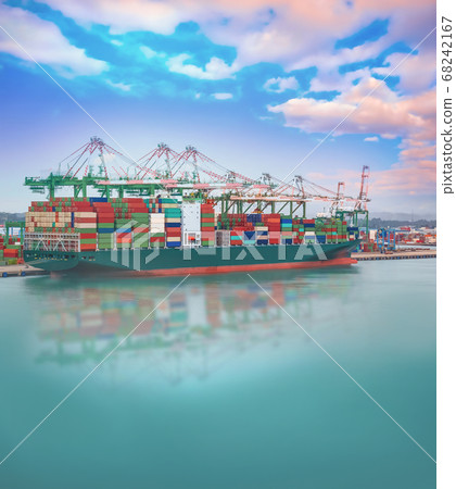 Logistics and transportation of International Container Cargo ship at port 68242167