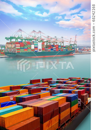 Logistics and transportation of International Container Cargo ship at port 68242168