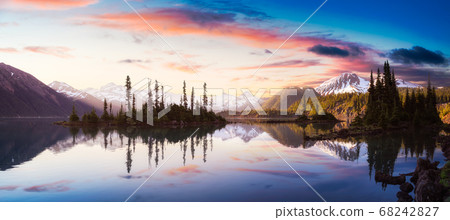 Garibaldi Lake during a colorful morning sunrise. Garibaldi Lake during a colorful morning sunrise. 68242827