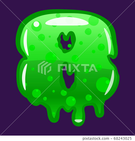 Slime font type number 8 latin alphabet. Green bubbling toxic mold. Vector cartoon style illustration Slime font type number 8 latin alphabet. Green bubbling toxic mold. Vector cartoon style illustration 68243025
