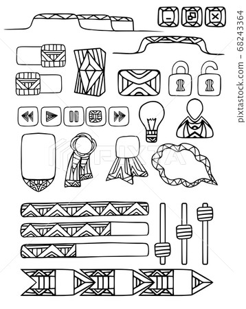 Set of doodle elements for web site with a boho pattern. Set of doodle elements for web site with a boho pattern. 68243364