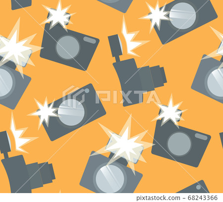 Seamless pattern with flat cameras with flash. Vector background Seamless pattern with flat cameras with flash. Vector background 68243366
