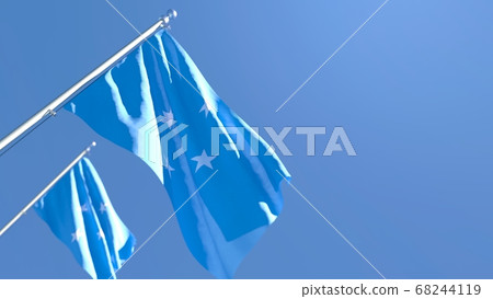 3D rendering of the national flag of Micronesia waving in the wind 68244119