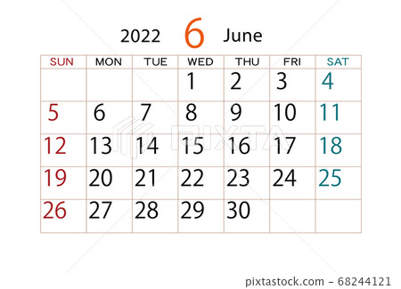 2022 Calendar June - Stock Illustration [68244121] - Pixta