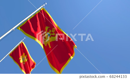 3D rendering of the national flag of Montenegro waving in the wind 68244133