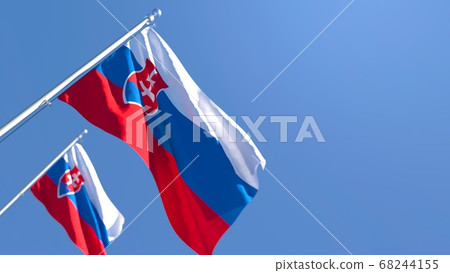 3D rendering of the national flag of Slovakia waving in the wind 68244155