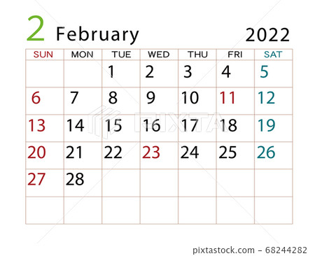 February 2022 Calendar Stock Illustration 68244282 Pixta