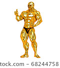 A man with a golden macho body is doing a thumbs up 68244758