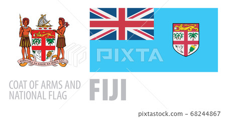 Vector set of the coat of arms and national flag of Fiji 68244867
