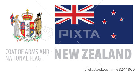 Vector set of the coat of arms and national flag of New Zealand Vector set of the coat of arms and national flag of New Zealand 68244869