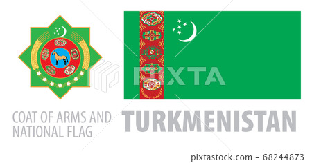 Vector set of the coat of arms and national flag of Turkmenistan Vector set of the coat of arms and national flag of Turkmenistan 68244873