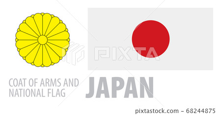 Vector set of the coat of arms and national flag of Japan 68244875