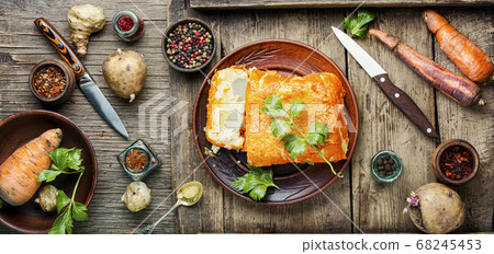 Appetizing vegetable terrine 68245453