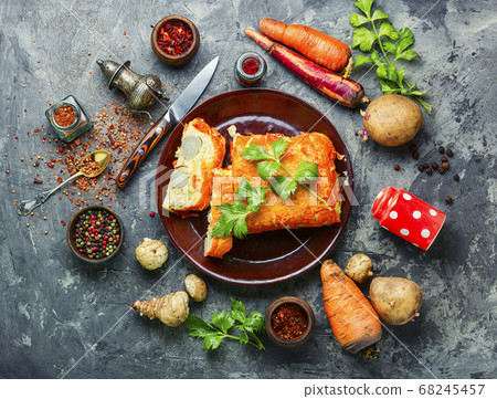 Appetizing vegetable terrine Appetizing vegetable terrine 68245457