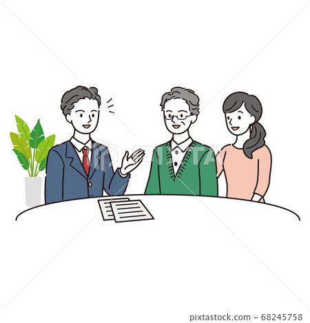 Parent and child consulting with an expert 68245758