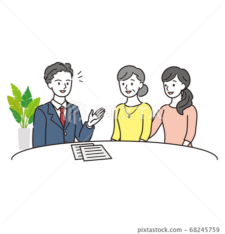 Parent and child consulting with an expert 68245759