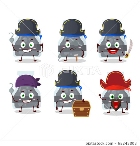 Cartoon character of black potion with various pirates emoticons 68245808