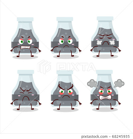 Black potion cartoon character with various angry expressions Black potion cartoon character with various angry expressions 68245935