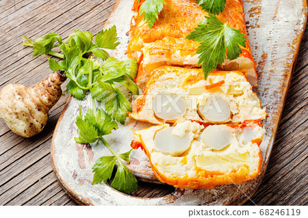 Appetizing vegetable terrine 68246119