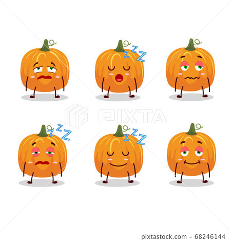 Cartoon character of pumpkin with sleepy expression Cartoon character of pumpkin with sleepy expression 68246144