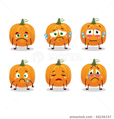 Pumpkin cartoon in character with sad expression 68246147