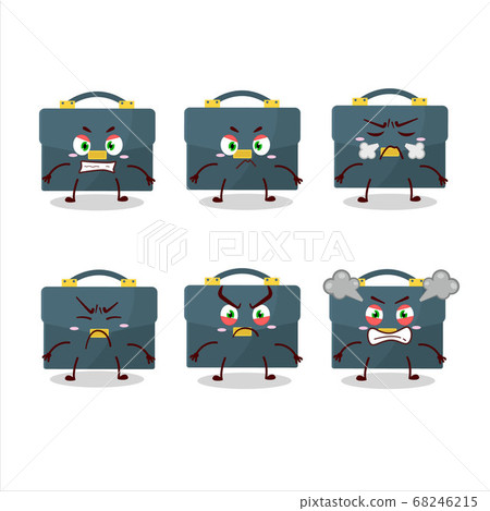 Briefcase cartoon character with various angry expressions 68246215