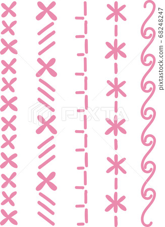 Illustration of hand-drawn style simple lines embroidered vertical ruled lines 68248247