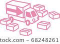 Hand drawn style simple line delivery truck and luggage illustration 68248261